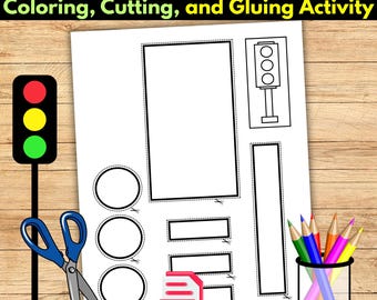 Traffic Light Craft | Coloring, Cutting, and Gluing Activity | Printable PDF