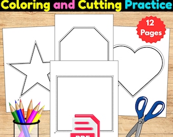 Large Printable Shapes | Coloring and Cutting Practice (Full Pages - PDF)