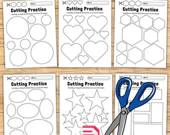 Cutting Practice with Scissors: Geometric Shapes | Fine Motor Scissor Skills | Printable PDF