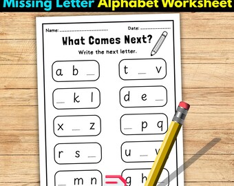 What Comes Next Alphabet Worksheet | Missing Letter Activity | Printable PDF