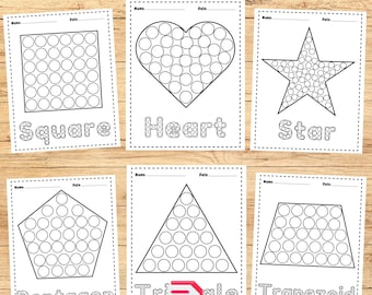Dot Marker Shapes Printables | Do A Dot Worksheets | Printable PDF | Fine Motor Skills