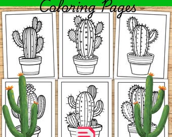 Simple Cactus Coloring Pages - Printable PDF - Easy Art Activity for Kids