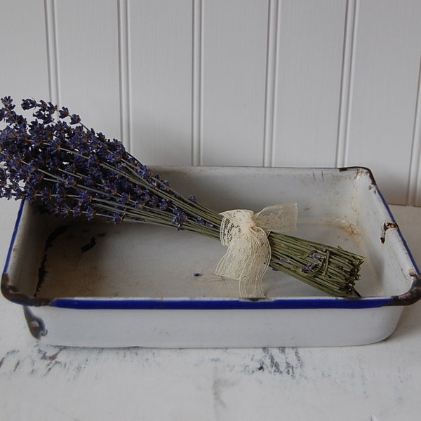 small white enamelware tray