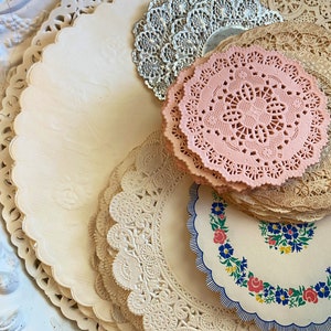 Vintage Beautiful Paper Doilies of Several Sizes, Colors, Patterns for your Dinner Party, Crafts, Journals, and More!