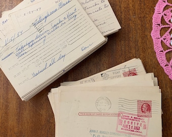 25 1950s Construction Index Cards Time Payroll Job Hours Junk Journal Diary Scrapbook Vintage Paper Ephemera Mixed Media Collage Lists