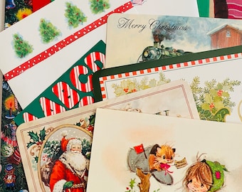 Vintage Holiday Christmas Unused Stationery Sheets Letters Postcards Huge Lot of Styles Santa Bells Nativity Kitschy Animals Printer Paper