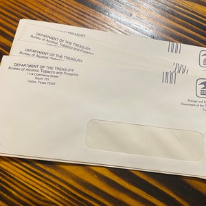 Buste da lettera vintage con finestra per ufficio USA, per posta indesiderata, giornali, posta governativa, ufficio postale, lettere effimere, tascabili, dipartimento del Tesoro, armi da fuoco