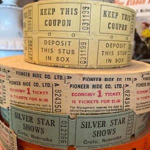 Vintage National Ticket Co Globe Ticket Silver Star Shows Pionier Fahrt Co Event Raffle Fahrt Indiana Tickets Mix aus 10 Stk