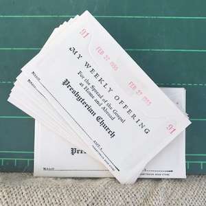 3 sobres antiguos de diezmo para ofrendas de iglesia, de la década de 1950, para diario presbiteriano, cartas de bolsillo, amigos por correspondencia, diario bíblico, sermones, pastor, escuela dominical