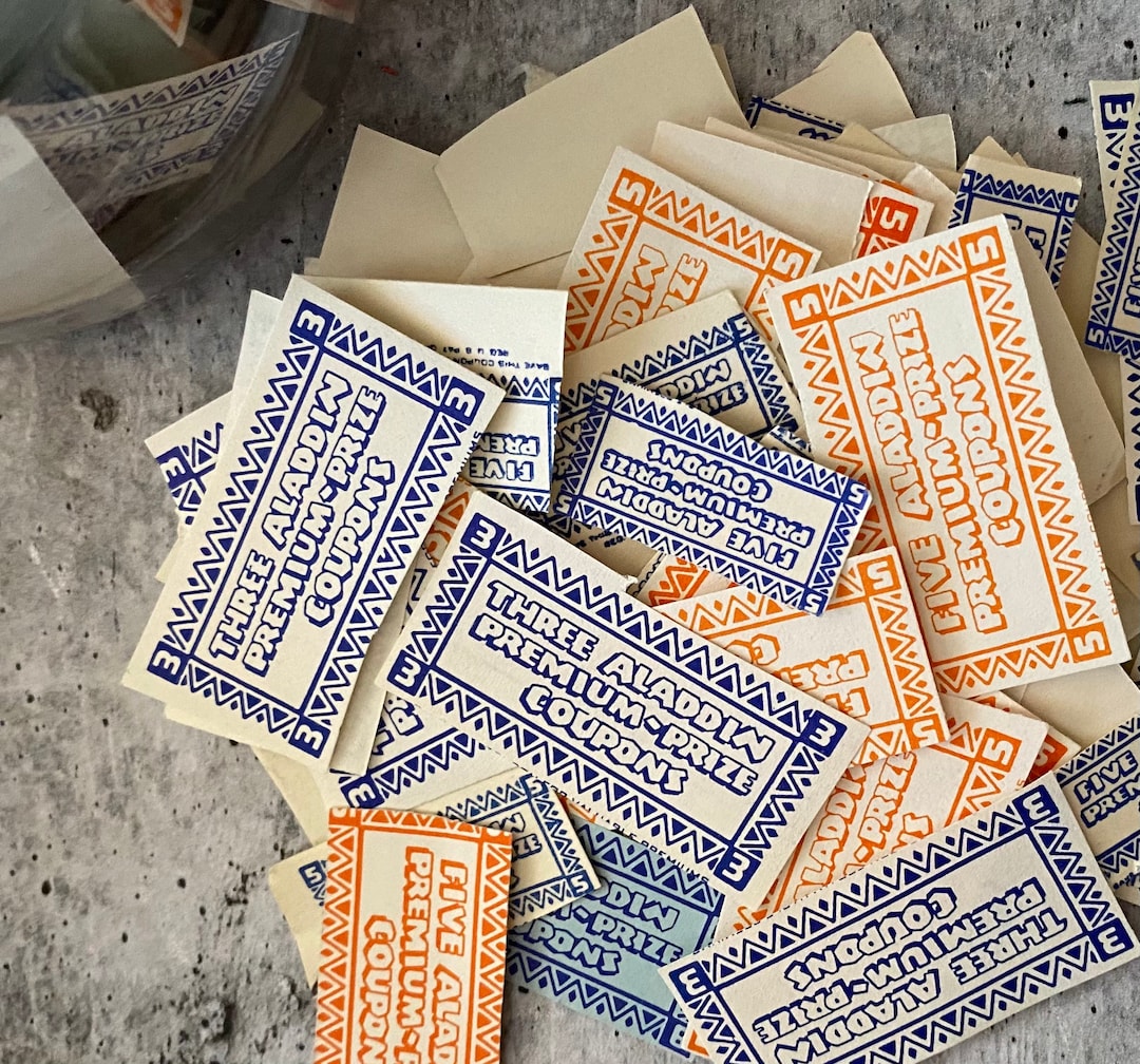 Aladdin Notebook Spiral School Supply Coupon Ephemera 6 Trade Stamps Prize Coupons Tickets Etsy