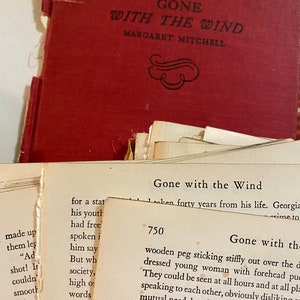 Francamente mio caro 25 pagine di Via col vento pagine di libri per diari spazzatura Vintage Paper Ephemera Southern Belle Scarlett Rhett Butler Novel