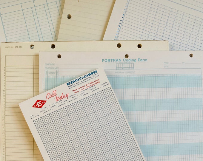 Vintage Grid Graph Coding Computer Paper With Lined and Ledger Style K ...