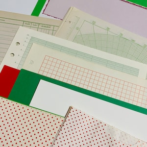 Vintage kerst rode en groene pagina's papieren map rommel dagboeken ambachten planners dagboek schrijven post polka dot grid K&E tas kortstondige wrap tag