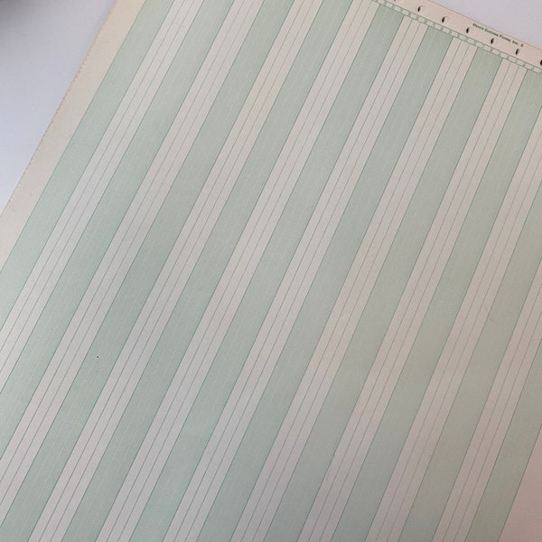 primary writing paper with dotted lines Vintage Moore Business Forms Dot Matrix Printer Computer Paper Green and White