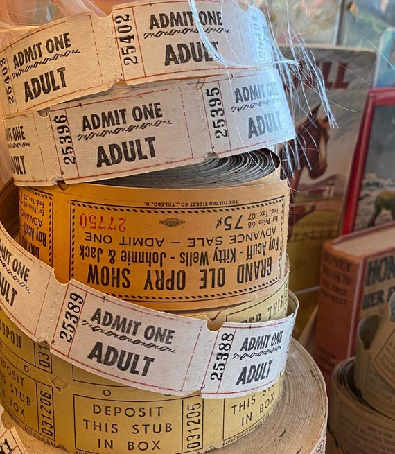 Vintage Ticket Nashville The Grand Ole Opry Tennessee Country Music Hall of Fame Kitty Wells Roy Acuff  Ephemera Show Concert Junk Journal