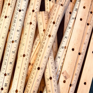 Vintage 2er Set Holz Lineale Schulbedarf Geometrie Lehrer Medien Geschenk Büro Rahmen Schüler Messen Mathe Handwerk Messlänge Zoll