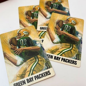 Naipes vintage del equipo de fútbol americano de Wisconsin de la NFL Green Bay Packers, 4 unidades individuales, luces del viernes por la noche