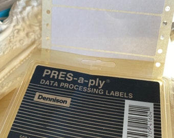 Vintage Dennison Press and Seal Dot Matrix Tractor Feed Printer Labels Stickers Ephemera Files