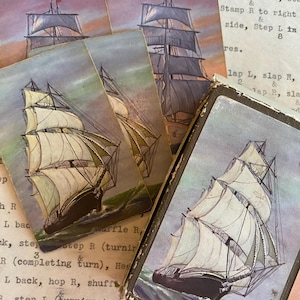Segeln Sie das Meer Wunderschöne Schiff Spielkarten (4) Ozean Bootsreise Urlaub Flitterwochen Angeln Salzwasser TauchenSchnorcheln Junk Journal Ephemera