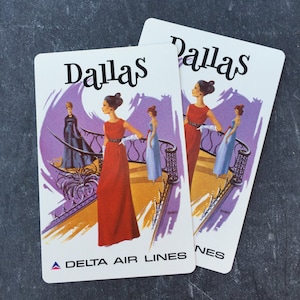Cartas de baralho vintage Dallas Delta Air Lines Travel Destination, colecionáveis, lixo, diário, caderno de viagem, piloto de voo