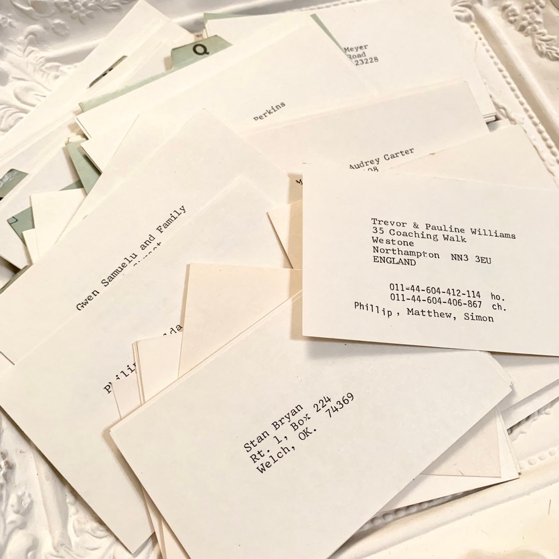 15 Vintage Paper Address Book Cards Contacts Rolodex Typed Index Family ...