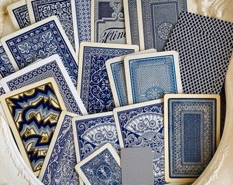 Schönes blaues Design-Weinlese-Spiel-Tausch-Karten-Fahrrad-Poker-Spiel für Junk-Journals Tags Künstler-Handels-Collage-Sammelalbum gerahmte Kunst-Medien