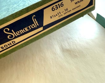 Vintage Stenocraft Typing Bond Paper 10 Sheets 25% Cotton Watermark for Writing Journals Handmade Book Pages Ephemera