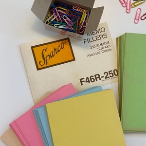 Relleno cuadrado vintage Sparco Memo, 18 hojas en colores pastel, notas pequeñas, manualidades, efímeras, diarios basura, listas, bolsos, notas adhesivas, escritorio, anotaciones