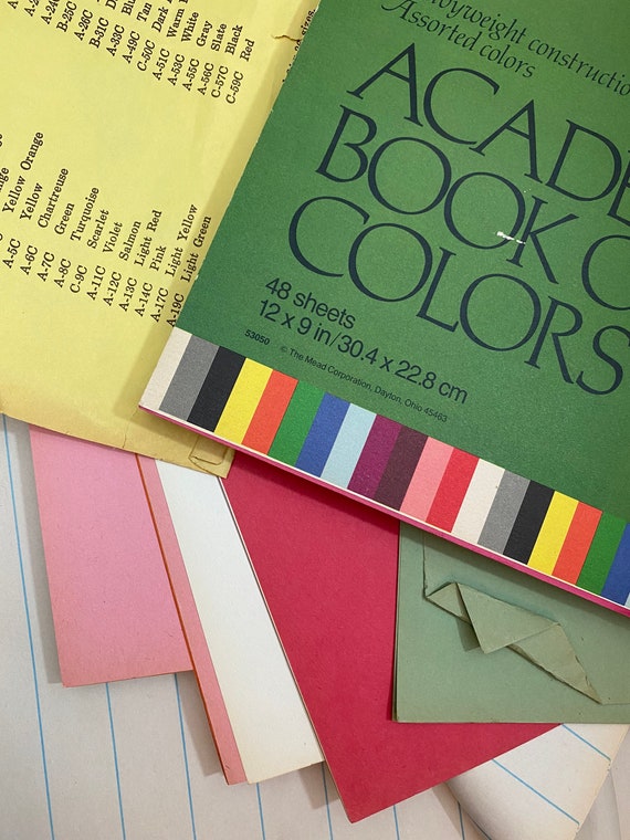 12 Sheets Vintage Construction Paper Mixed Colors Assortment: Kids Crafts, Collage, Junk Journal