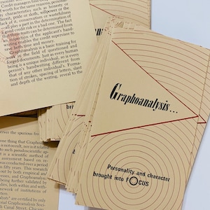Kosmiczna Grafoanaliza Osobowość i Charakter Skupione W Skupieniu Mała Broszura Vintage Dallas Psychology Zestaw 2 Ephemera Dziennik Pamiętnik