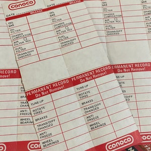 Vintage Conoco Tankstelle Aufkleber Etikett für Geschenk Ölwechselpapier Ephemera Werbung Autowerkstatt Fahrer erstes Auto Junk Journal