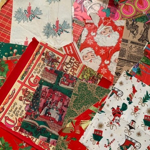 Ritagli di carta da regalo natalizi vintage, quadrati per incartare, pagine di diario spazzatura, diario di dicembre, album giornaliero di Babbo Natale, campanelli, pupazzi di neve, effimeri