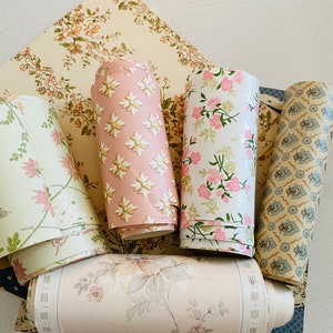 Vintage Rosa Blumentapete 8 Stück Kontaktpapier zum Basteln Junk Journals Geschenkanhänger Scrapbook Ephemera Verzierungen Trim Clusters Taschen
