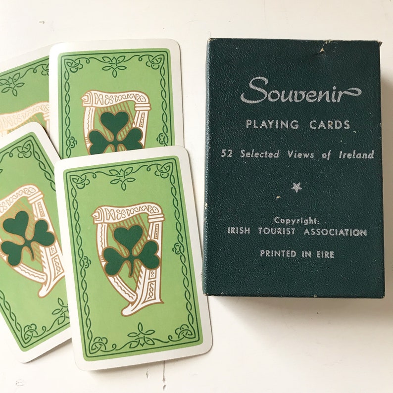 Vintage Antique Ireland Scenic Playing Cards Fighting Irish Ephemera Notre Dame St Patricks Day Junk Journal Supplies image 1