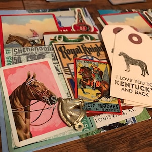 Pferd Ephemera Papier Lot Scrapbook Journal Planer Kentucky Derby Racing Preakness Belmont Alte Pferde Reitsport Pony Club