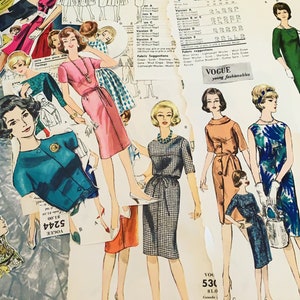 Vintage Vogue und Einfachheit Muster Zähler Katalog Ausschnitte Fussy Cut Buch 3 Seiten Papier Puppen Spielen Nähen Stitching Crafts Junk Journal