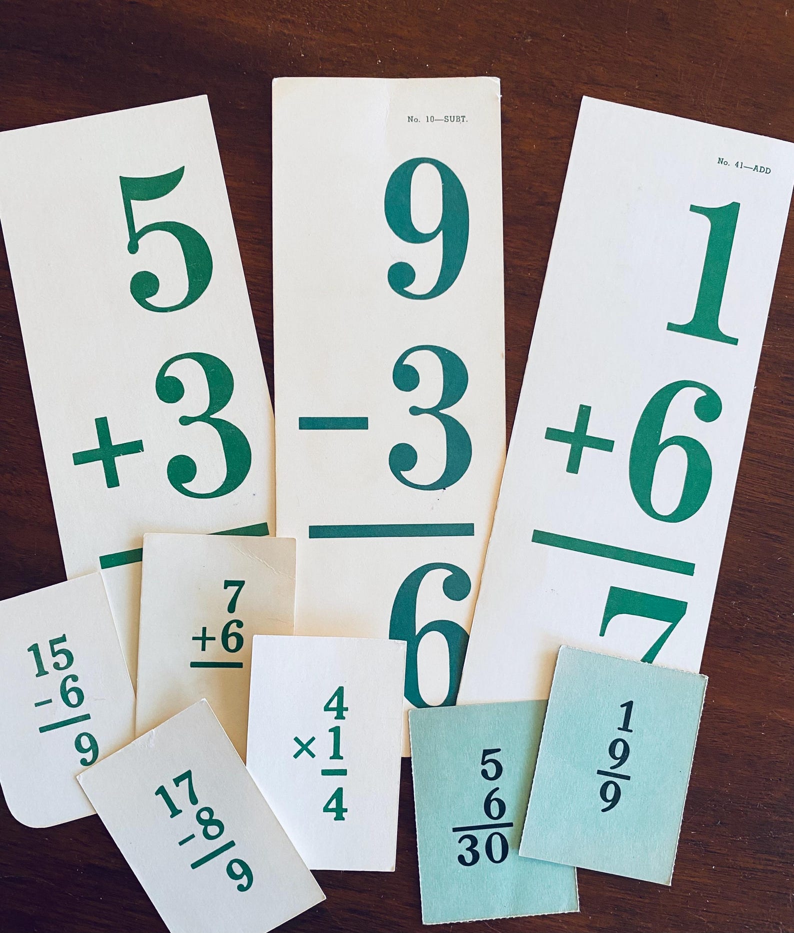 Green Math Stuff Vintage Green Math Flash Cards Set of 9 Gift Tags Junk Journal Pocket ...
