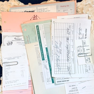 Vintage Business Rechnungen Bill Heads Sets mit 8 Papieren Verschiedene Rechnungen Office Ephemera Quittungen