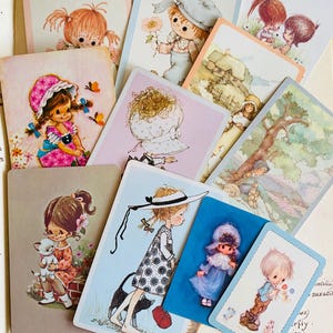 11 preciosas cartas vintage Charmers y Betsy Clark de Hallmark para efímeras Etiquetas para diarios basura Adornos de Pascua de primavera Pastel