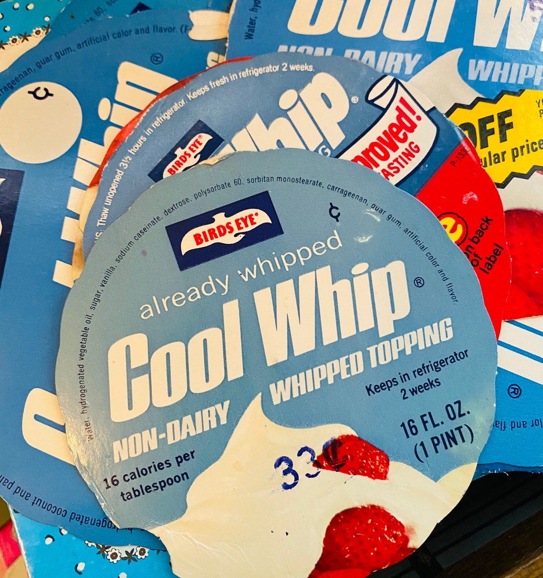 Vintage Cool Whip Whipped Topping Lid Label for Dessert or Pie at