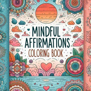 Livro de colorir com afirmações conscientes | Citações positivas para colorir | Arteterapia inspiradora para autocuidado | Download digital instantâneo de páginas em PDF