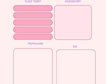 Homework Tracker Printable PDF  Assignment & Due Date Organizer Digital Download for Students