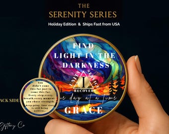 Sobriety Coin 2025: Personalized AA Medallion, Recovery Gift, Faith Keepsake, Holiday Edition