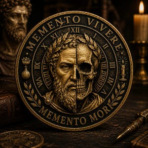 Memento Mori Coin: Stoic Challenge Coin, Daily Reminder Token, Philosophy Gift for Men