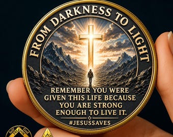 Personalized Sobriety Coin, AA Recovery Coin, Sobriety Anniversary Gift, Custom Name Date, From Darkness to Light