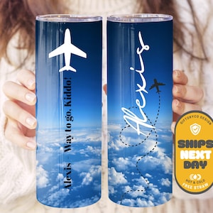 Personalized Travel Tumbler: Airplane Design - Pilot, Flight Attendant Gift