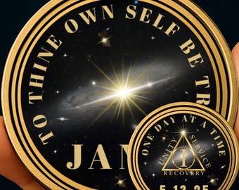 Recovery Gift Sobriety Coin AA NA Coin: Serenity Prayer Sober Gift Personalized Medallion