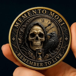 Memento Mori Coin: Stoic Challenge Coin, Your Time Is A Gift Token, Daily Reminder Gift for Men