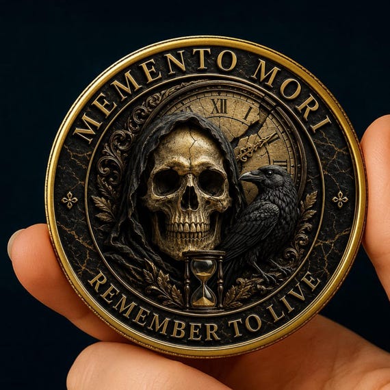 Memento Mori Coin: Stoic Challenge Coin Philosophy Gift Daily Reminder Token for Men