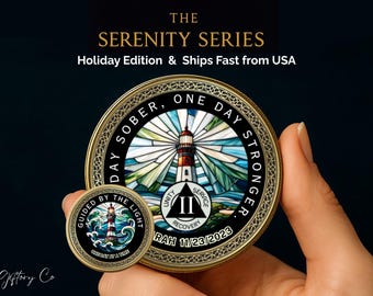 Personalized Sobriety Coin | Northern Lights AA Medallion